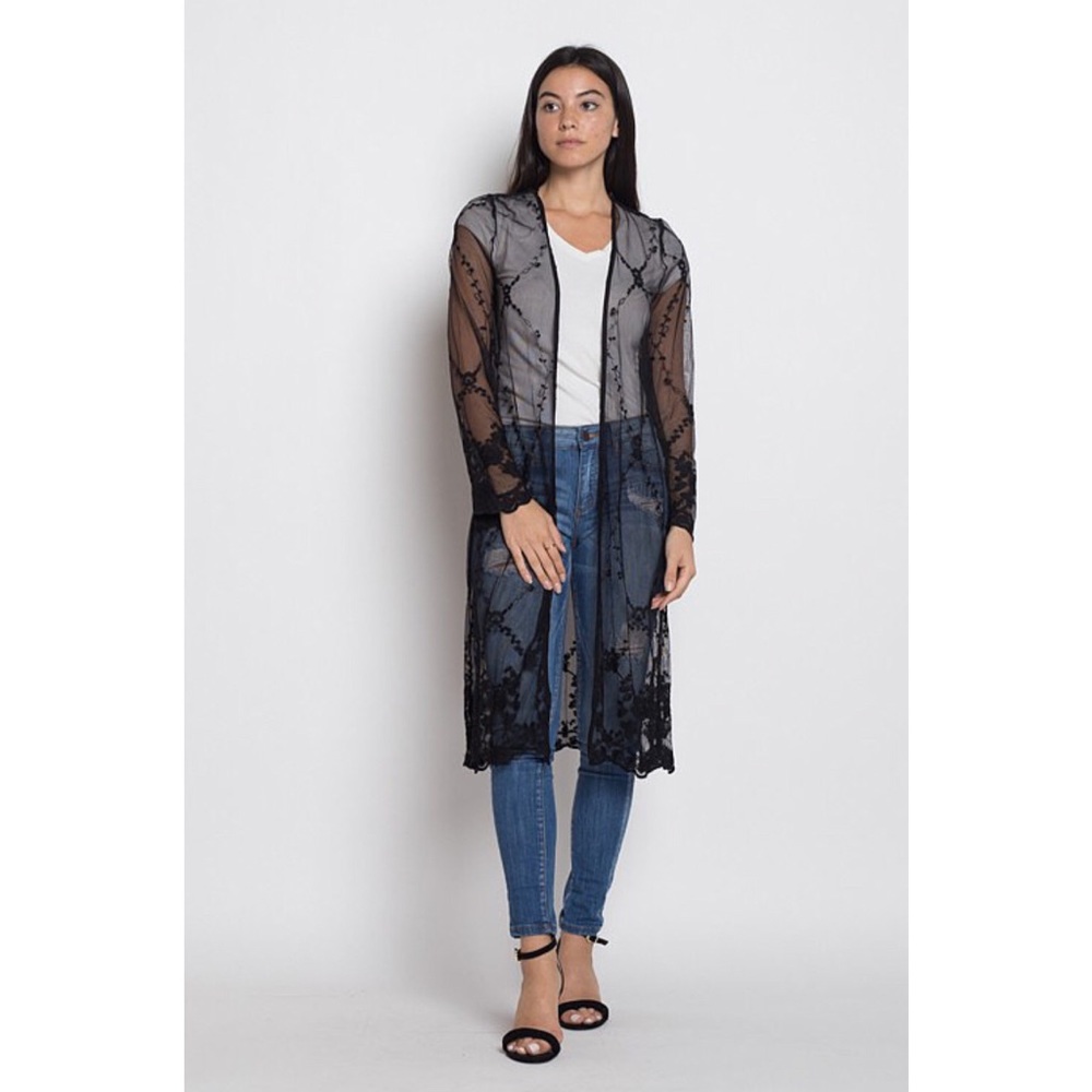 Black Lace Open Cardi